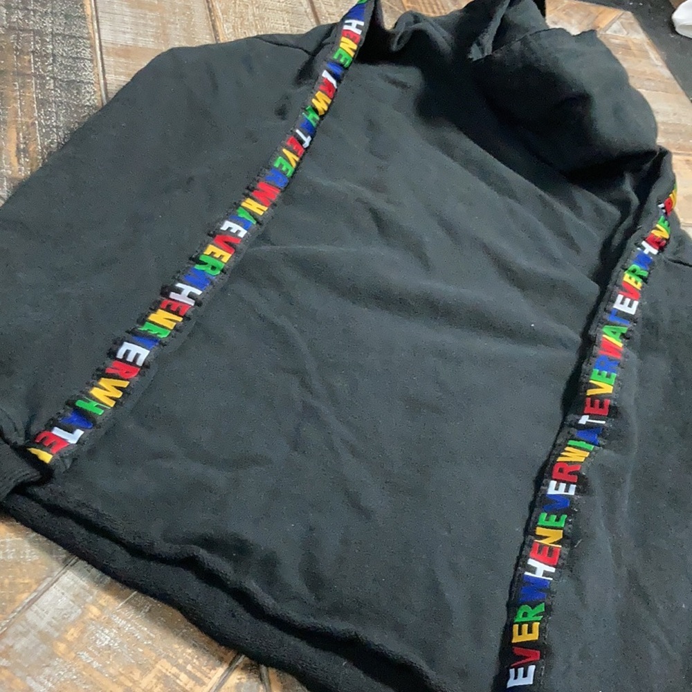 Zara Kids “whatever” hoodie in black. Front pocket - Picture 4 of 4